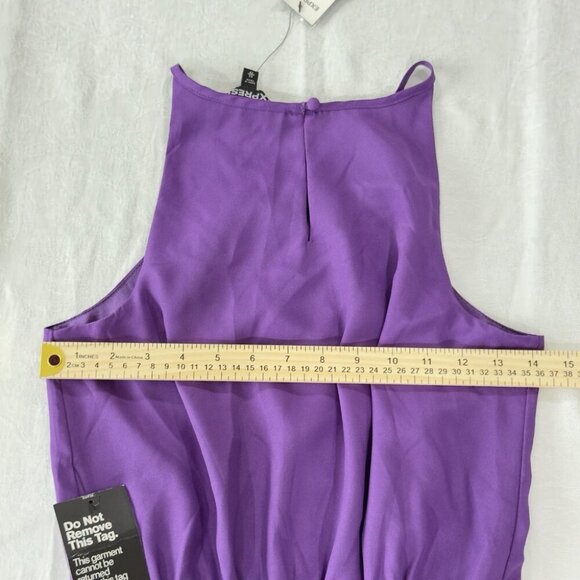 EXPRESS X-Small Purple & Black Sleeveless Keyhole Elastic Waist Dress (XS 0-2) - Picture 5 of 11